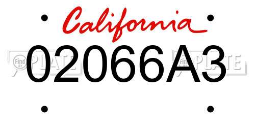 02066A3 California License Plate
