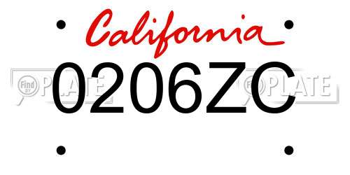 0206ZC California License Plate