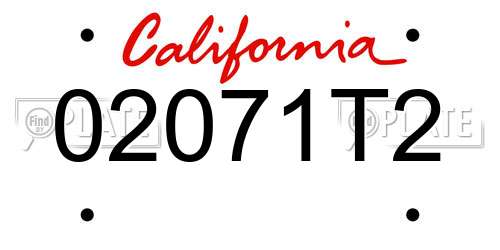 02071T2 California License Plate
