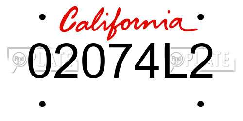 02074L2 California License Plate