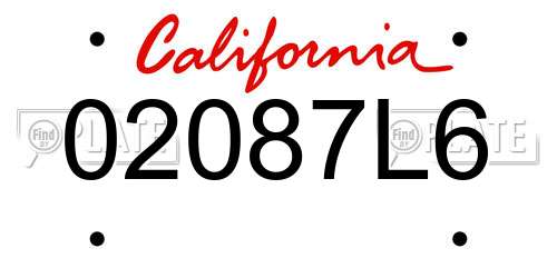 02087L6 California License Plate