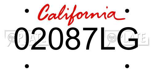 02087LG California License Plate