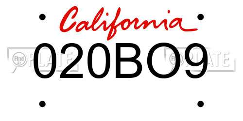 020BO9 California License Plate