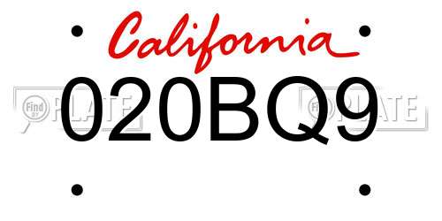 020BQ9 California License Plate