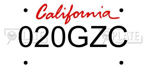 020GZC California License Plate