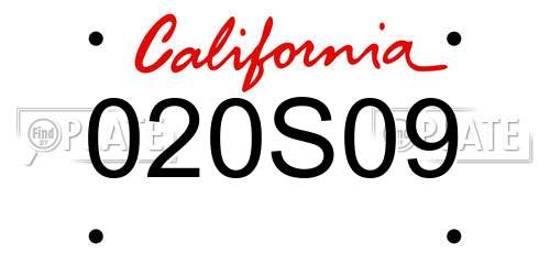 020S09 California License Plate