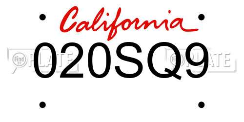020SQ9 California License Plate
