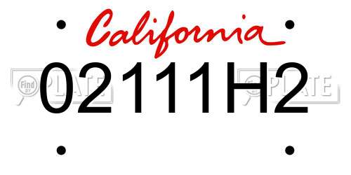 02111H2 California License Plate