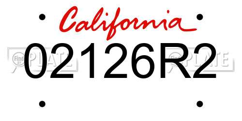 02126R2 California License Plate