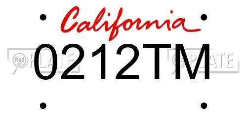 0212TM California License Plate