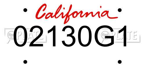 02130G1 California License Plate