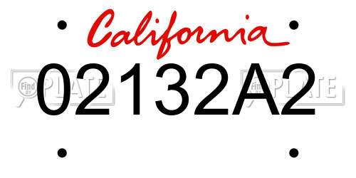 02132A2 California License Plate