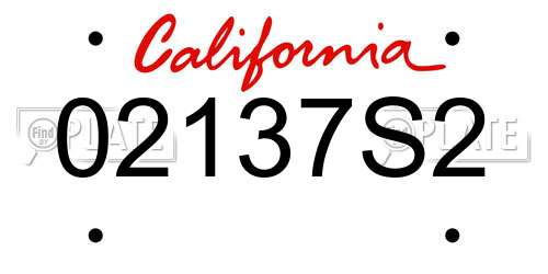 02137S2 California License Plate
