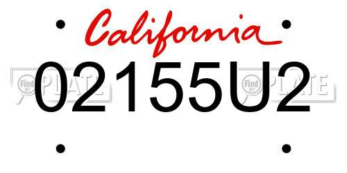 02155U2 California License Plate