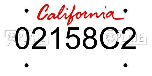 02158C2 California License Plate