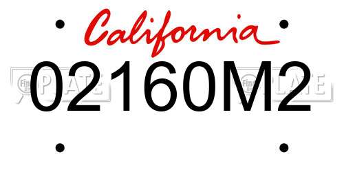 02160M2 California License Plate