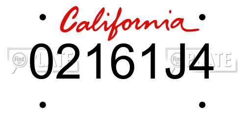 02161J4 California License Plate