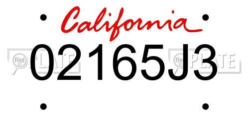 02165J3 California License Plate
