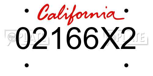 02166X2 California License Plate
