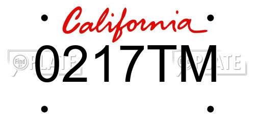 0217TM California License Plate