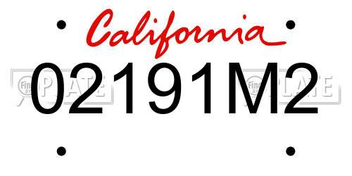 02191M2 California License Plate