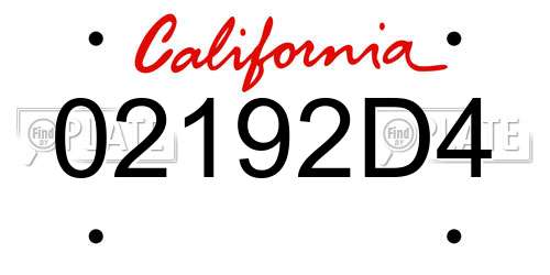 02192D4 California License Plate