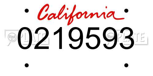 0219593 California License Plate