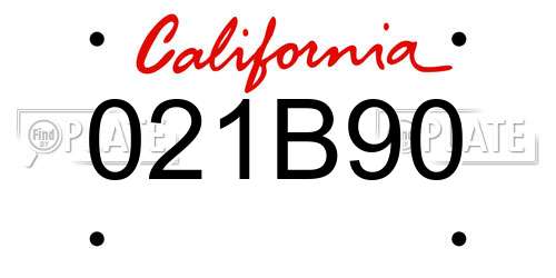 021B90 California License Plate