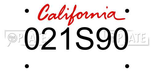 021S90 California License Plate
