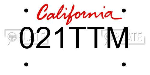 021TTM California License Plate