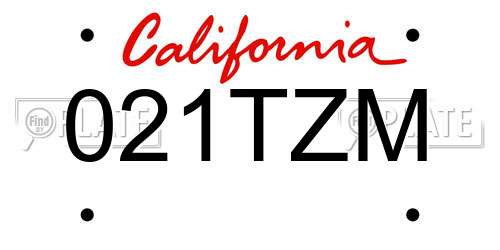 021TZM California License Plate