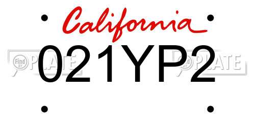 021YP2 California License Plate