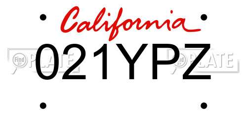 021YPZ California License Plate