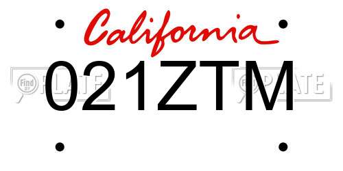 021ZTM California License Plate