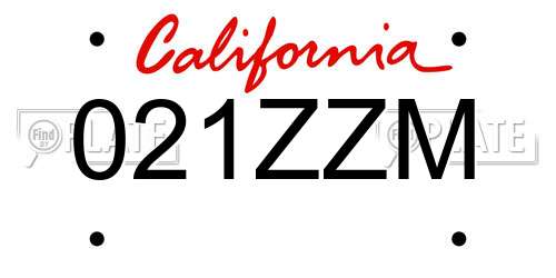 021ZZM California License Plate