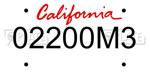 02200M3 California License Plate