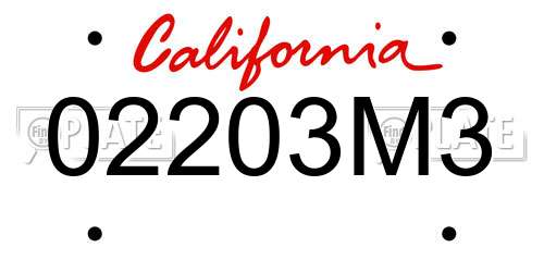02203M3 California License Plate