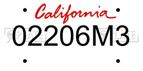 02206M3 California License Plate