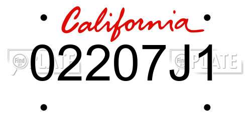 02207J1 California License Plate