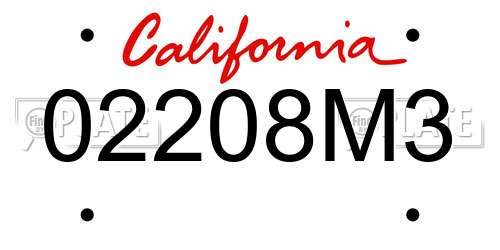 02208M3 California License Plate