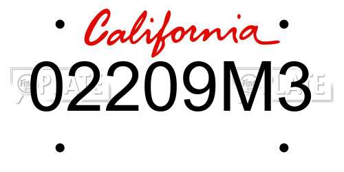 02209M3 California License Plate