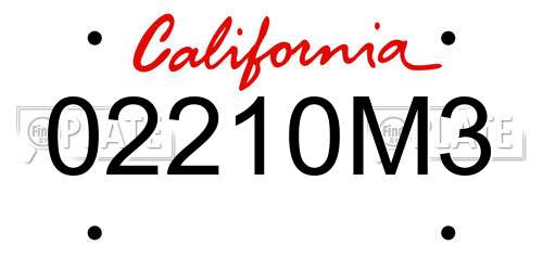 02210M3 California License Plate