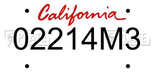 02214M3 California License Plate