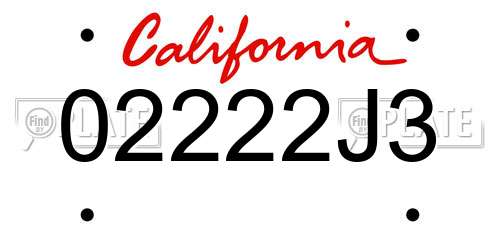 02222J3 California License Plate