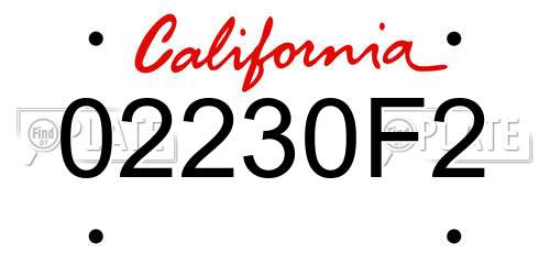 02230F2 California License Plate