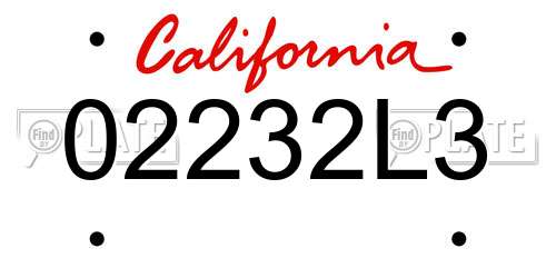 02232L3 California License Plate
