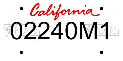 02240M1 California License Plate