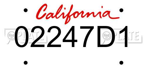 02247D1 California License Plate