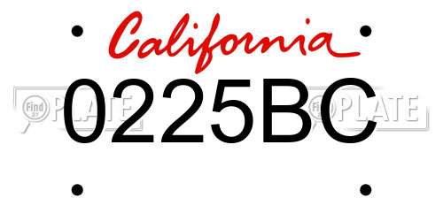 0225BC California License Plate