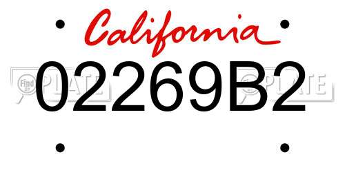 02269B2 California License Plate